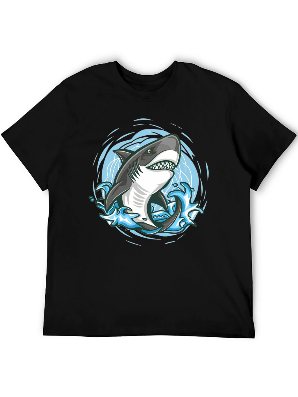 Shark Graphic T-Shirt - Black Cotton Tee