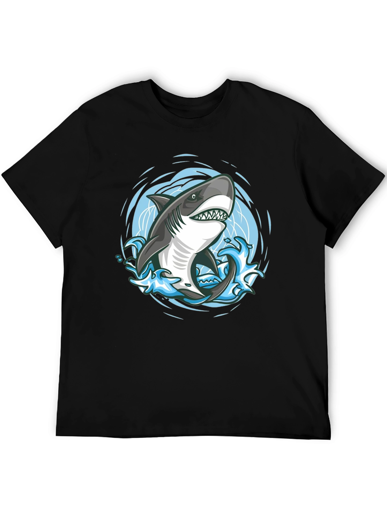 Shark Graphic T-Shirt - Black Cotton Tee