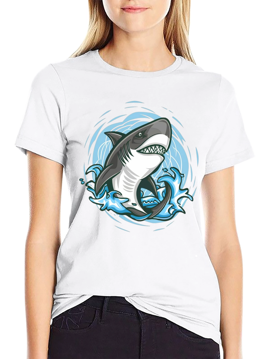 Shark Graphic T-Shirt - Black Cotton Tee