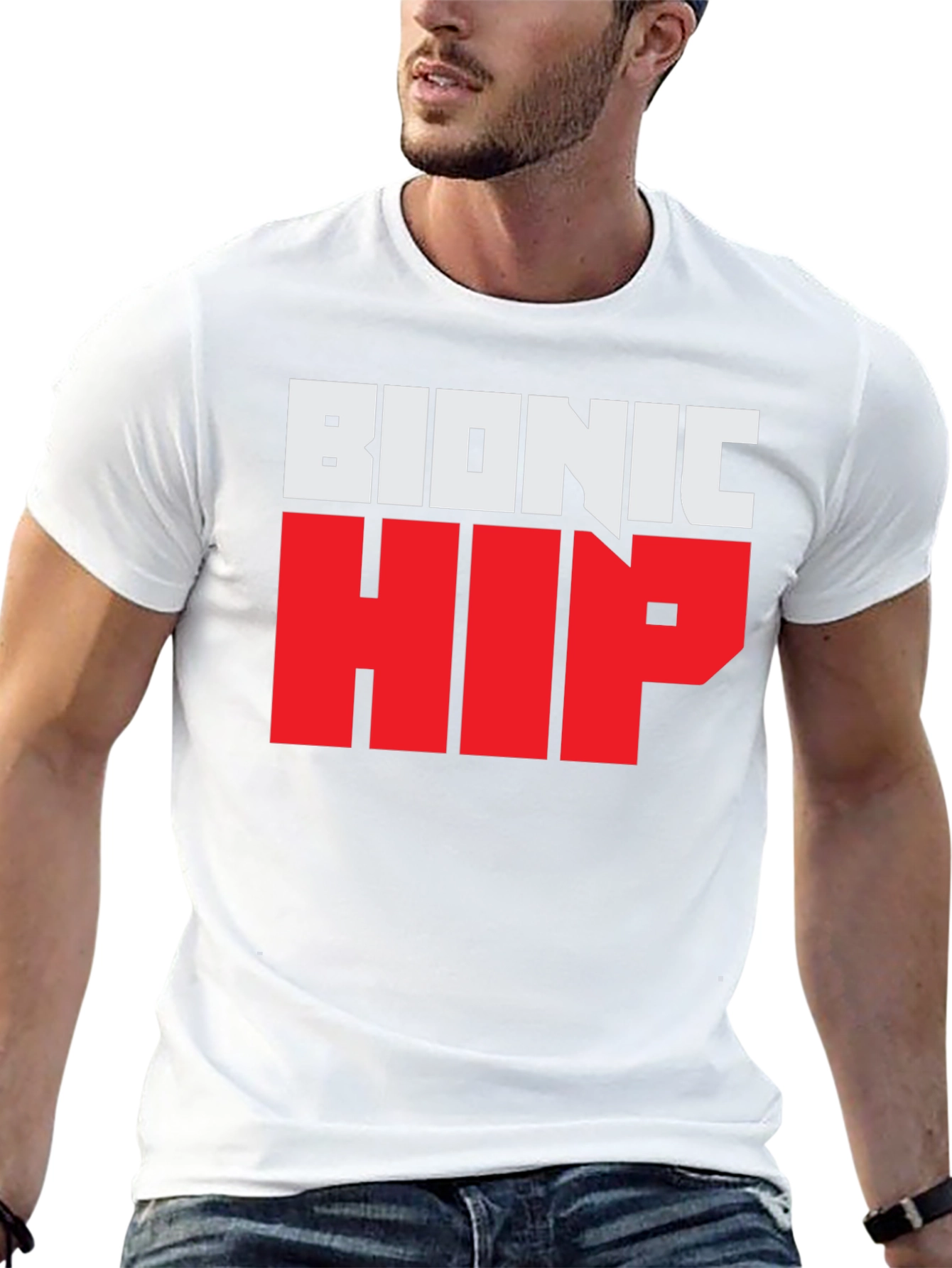 Bionic Hip Graphic Tee - Funny Novelty T-Shirt