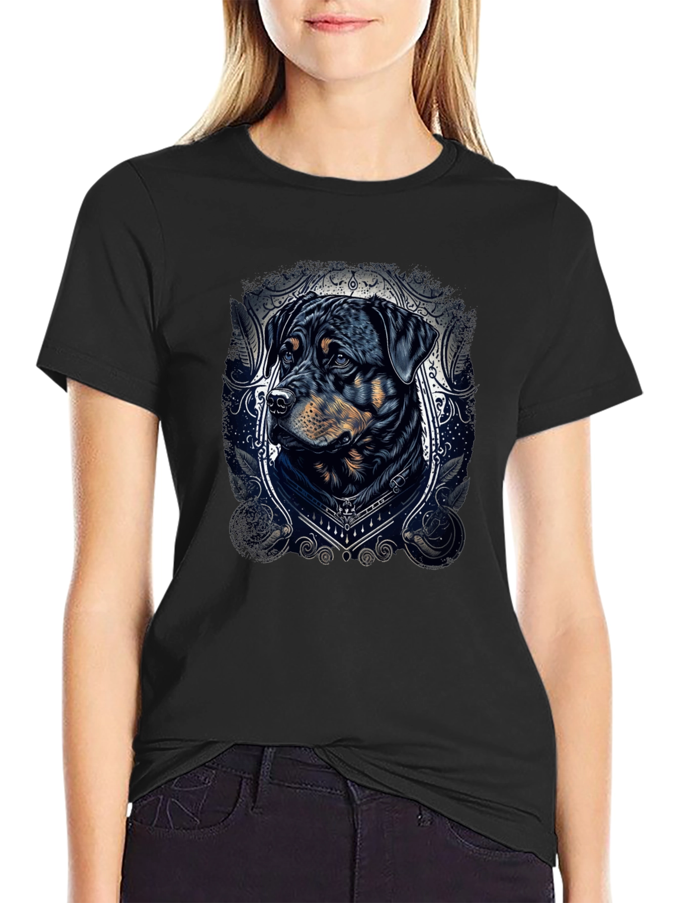 Rottweiler Dog Graphic Tee - Stylish Black T-Shirt