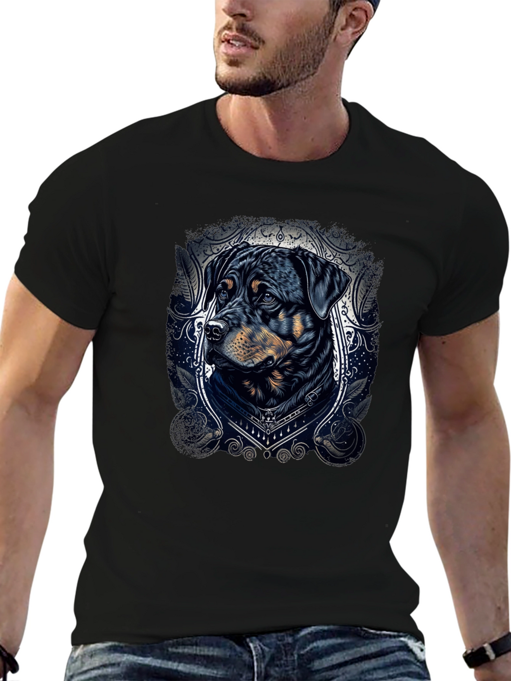 Rottweiler Dog Graphic Tee - Stylish Black T-Shirt