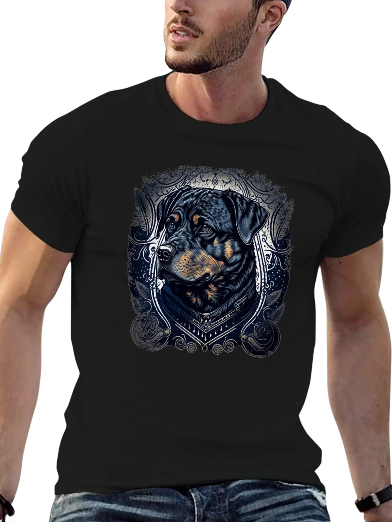 Rottweiler Dog Graphic Tee - Stylish Black T-Shirt