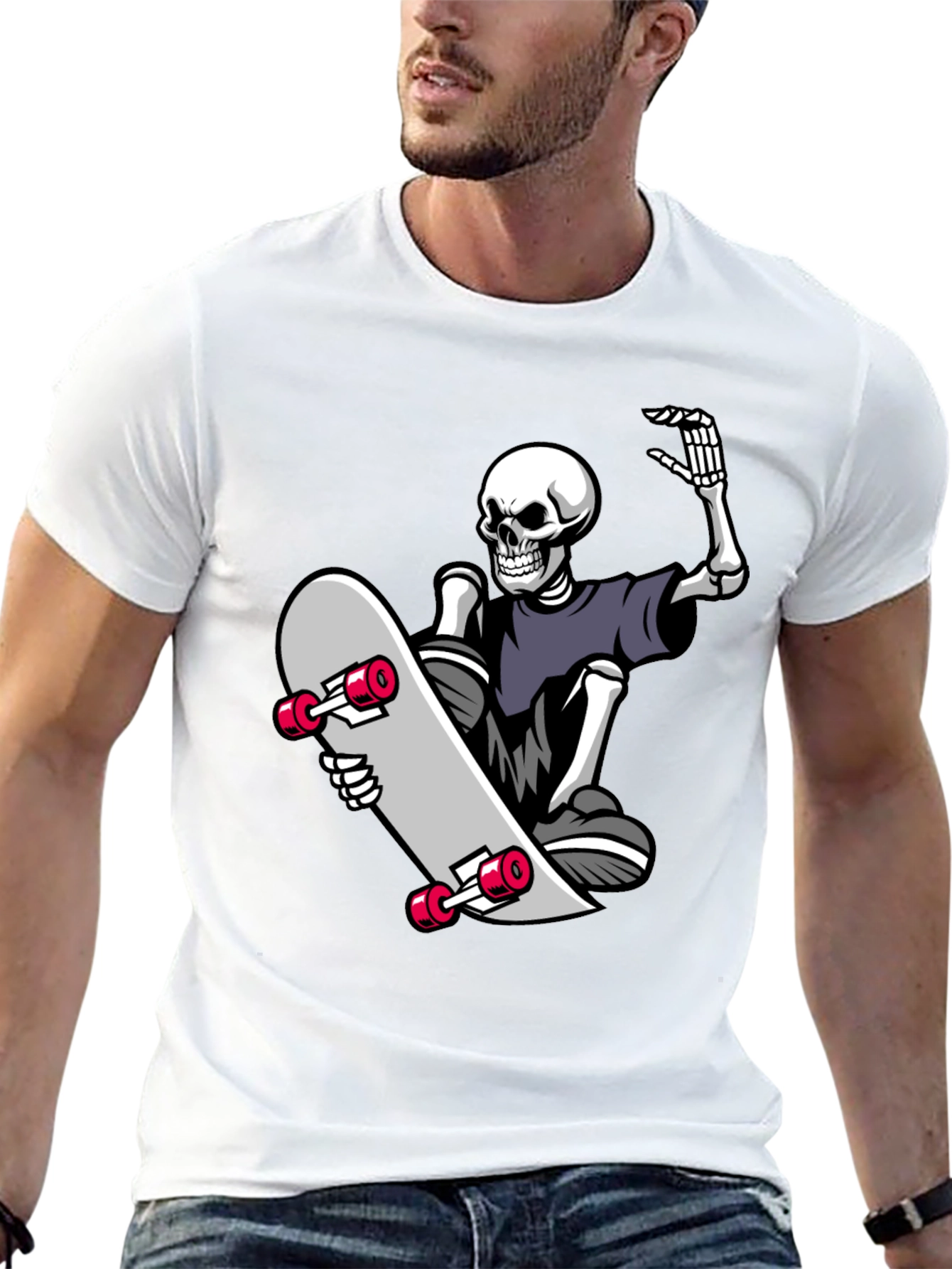 Skateboard Skeleton Graphic Tee - Black