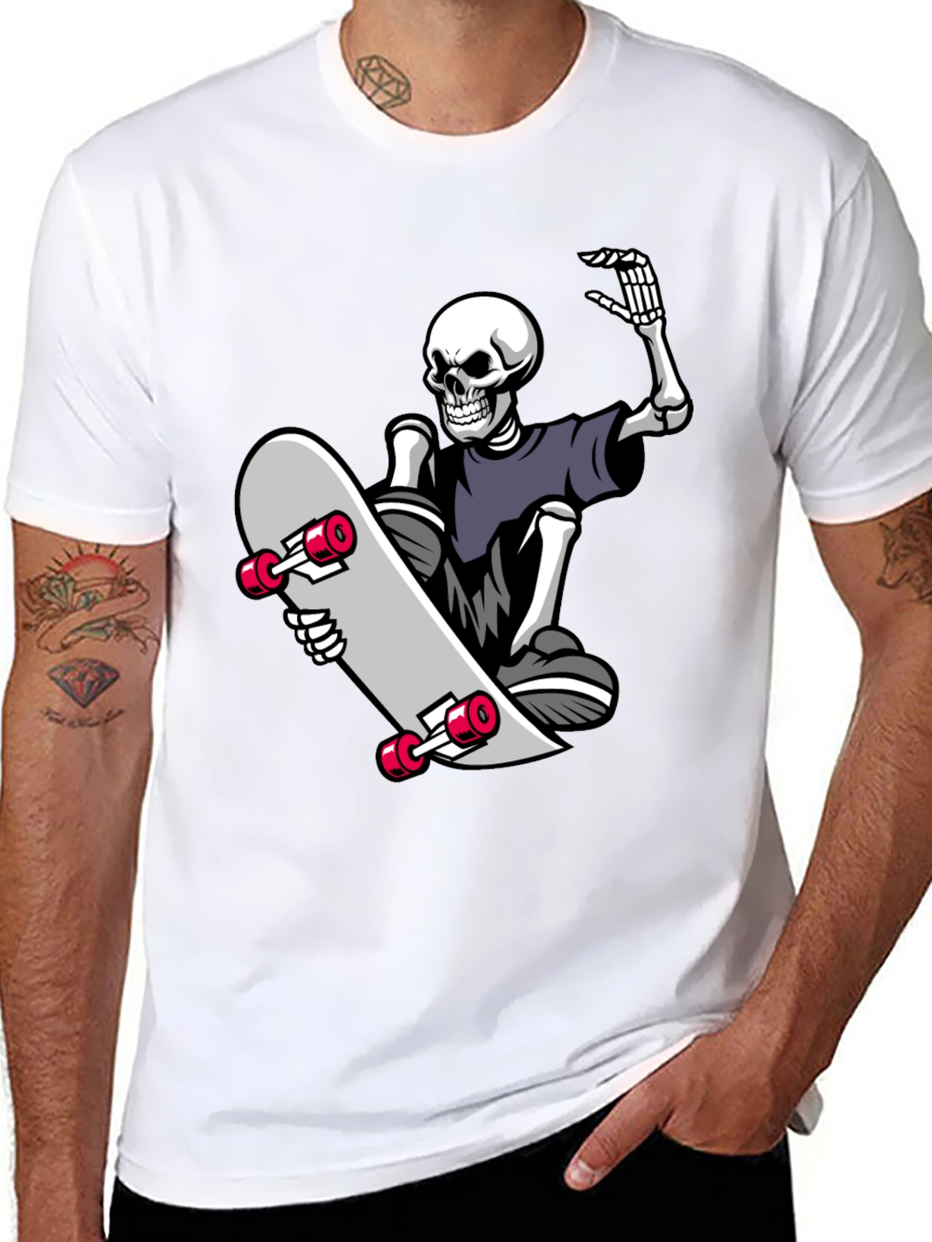 Skateboard Skeleton Graphic Tee - Black