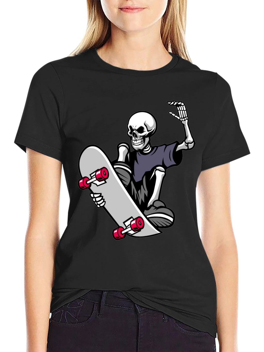 Skateboard Skeleton Graphic Tee - Black