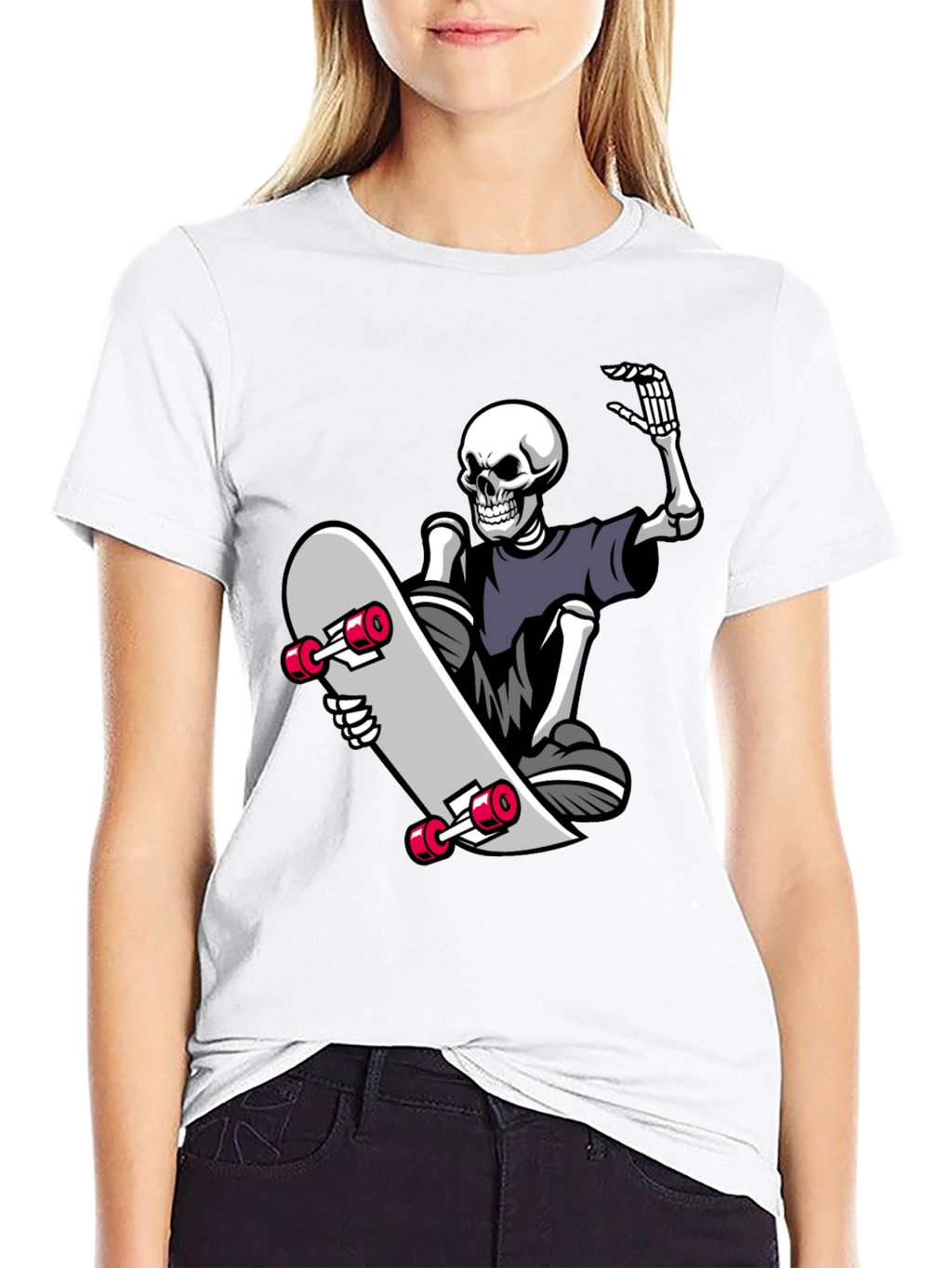 Skateboard Skeleton Graphic Tee - Black