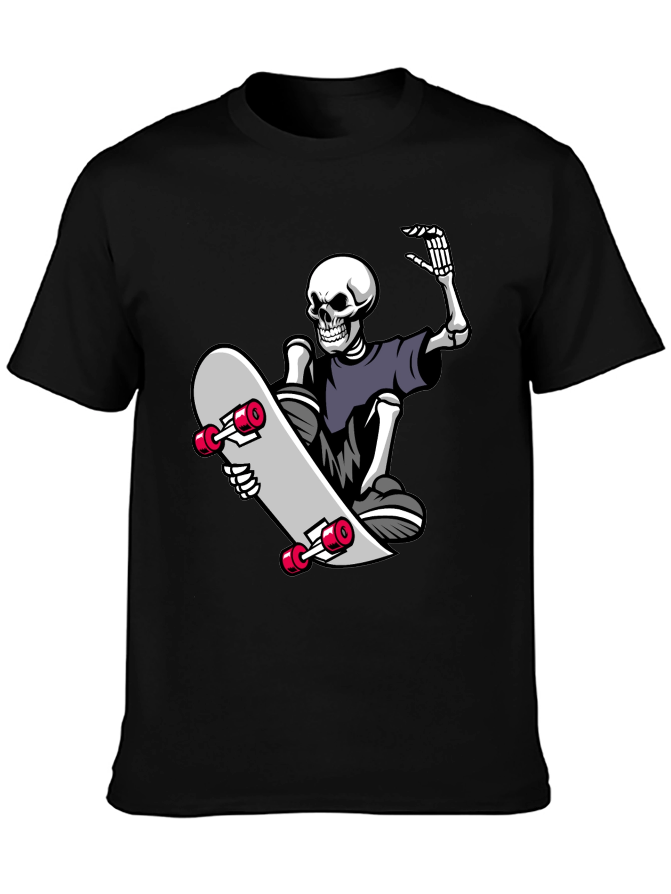 Skateboard Skeleton Graphic Tee - Black