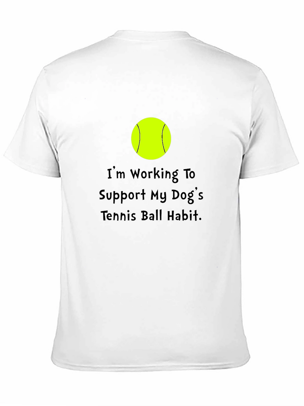 Dog Tennis Ball Habit T-Shirt - Black Cotton Tee
