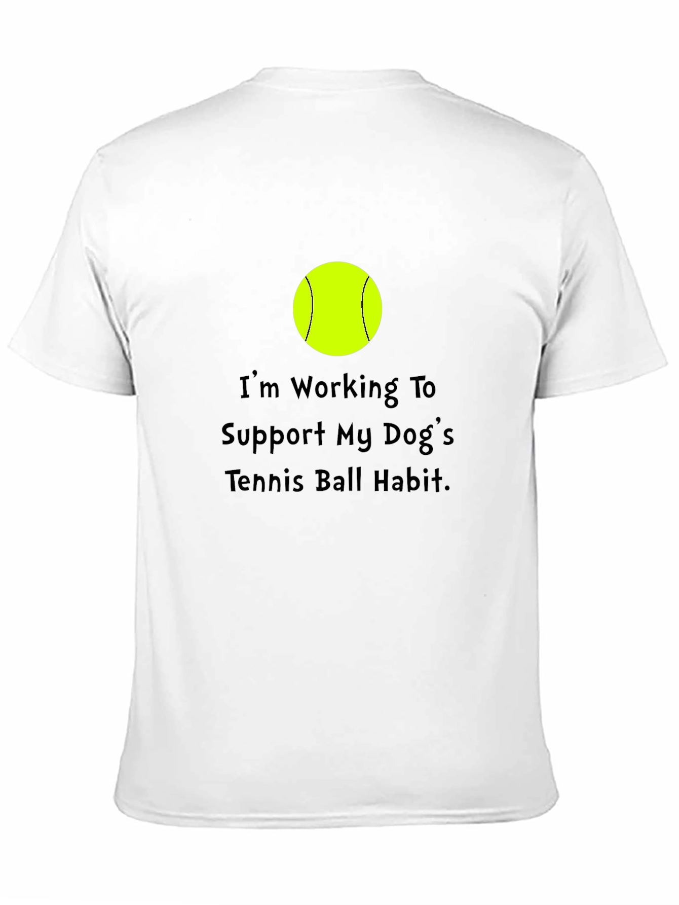 Dog Tennis Ball Habit T-Shirt - Black Cotton Tee