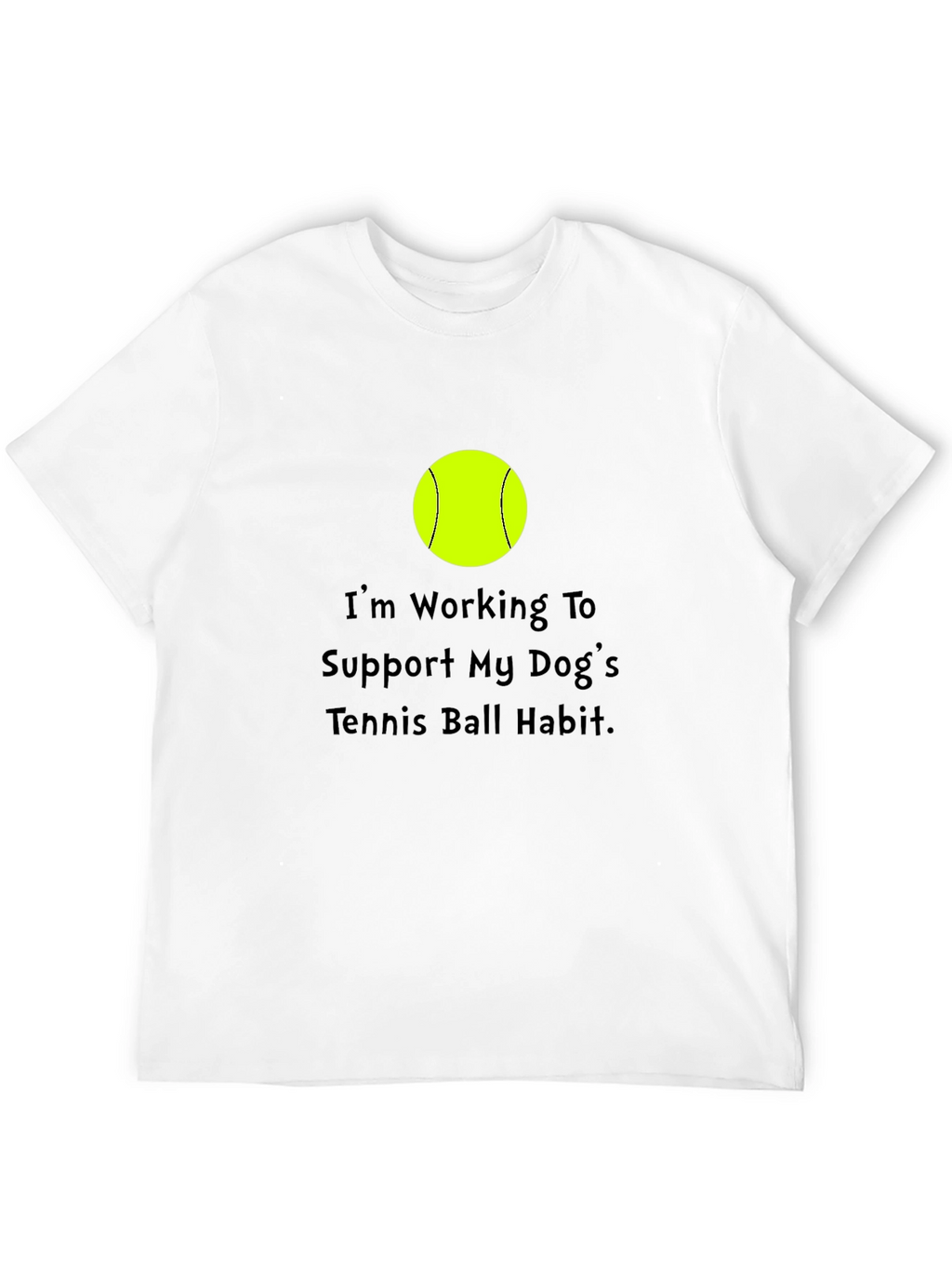 Dog Tennis Ball Habit T-Shirt - Black Cotton Tee