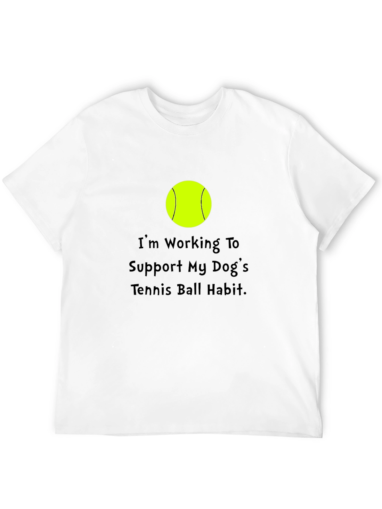 Dog Tennis Ball Habit T-Shirt - Black Cotton Tee