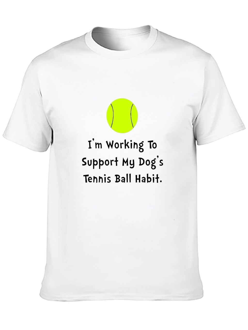 Dog Tennis Ball Habit T-Shirt - Black Cotton Tee