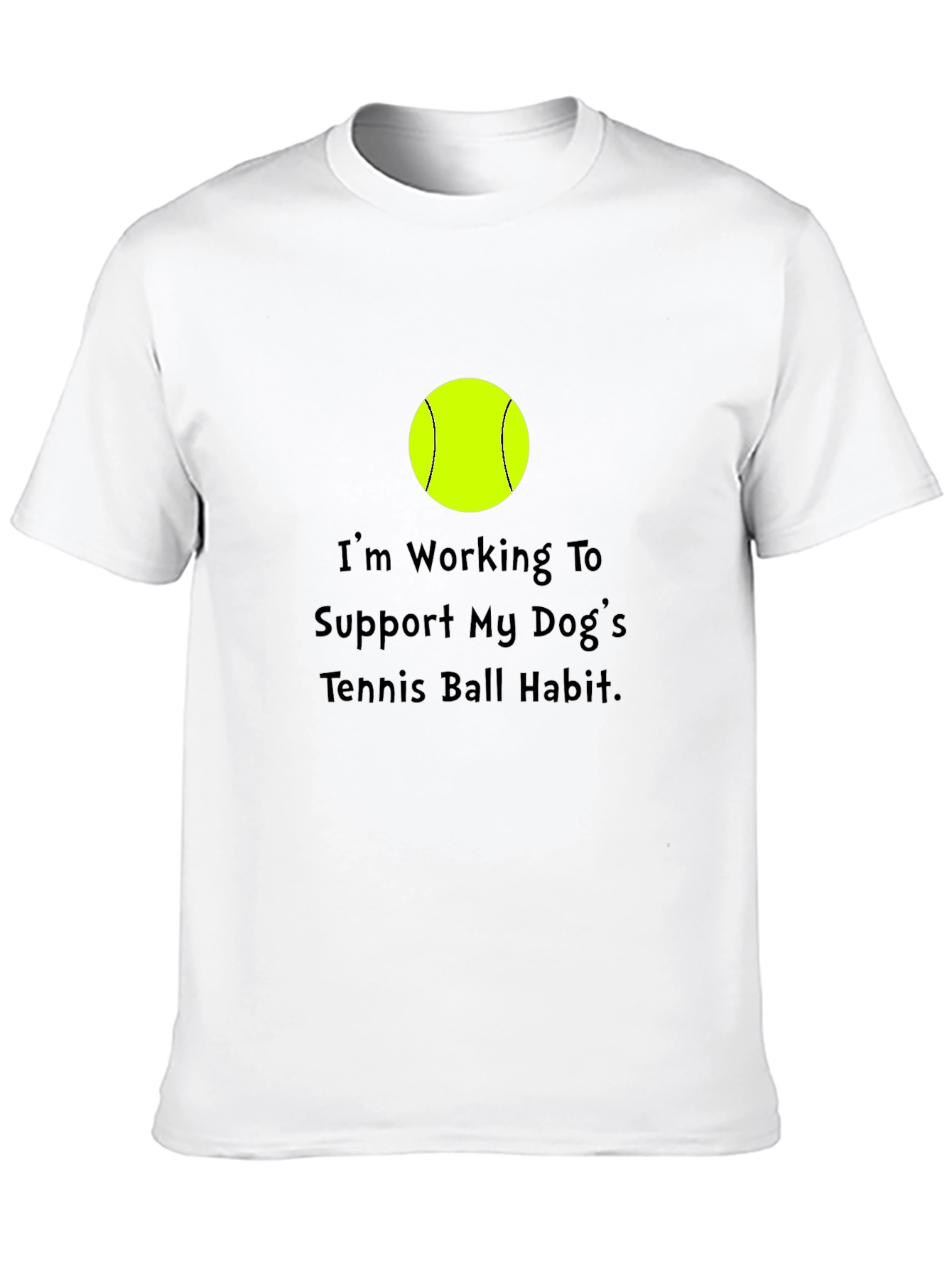 Dog Tennis Ball Habit T-Shirt - Black Cotton Tee