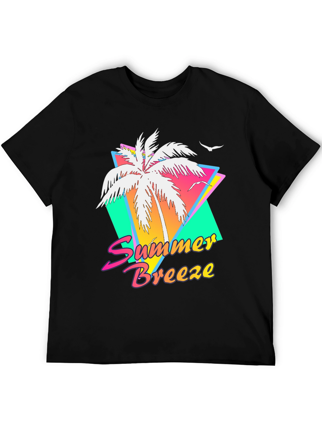 Summer Breeze Graphic Tee - Retro Palm Tree Design