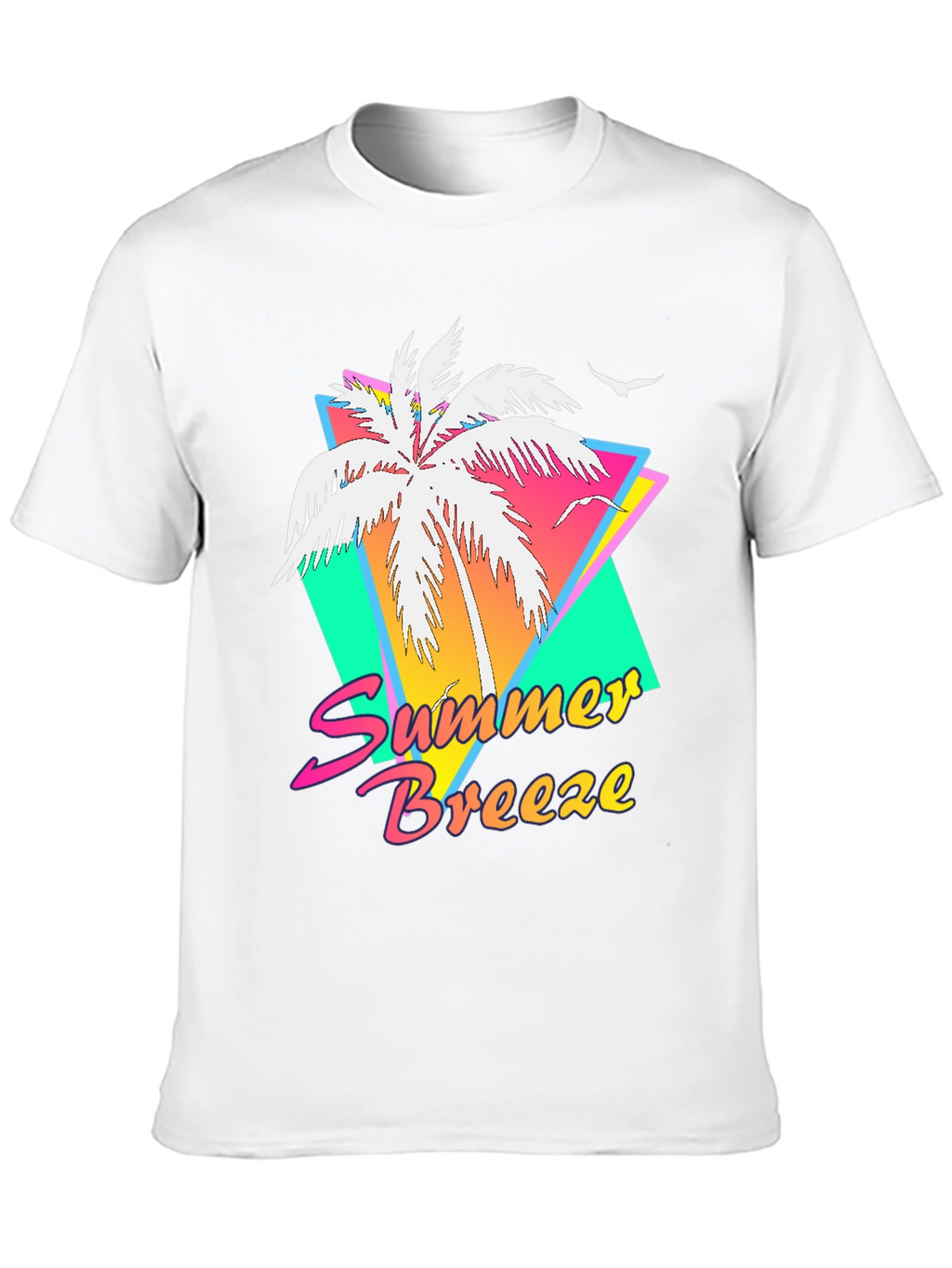 Summer Breeze Graphic Tee - Retro Palm Tree Design