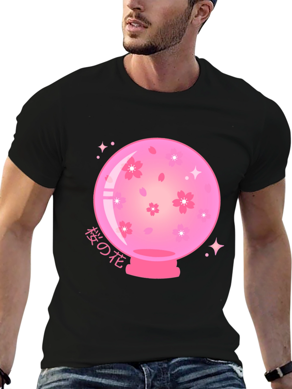 Sakura Crystal Ball Black T-Shirt
