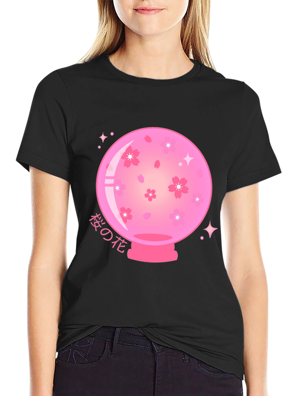 Sakura Crystal Ball Black T-Shirt
