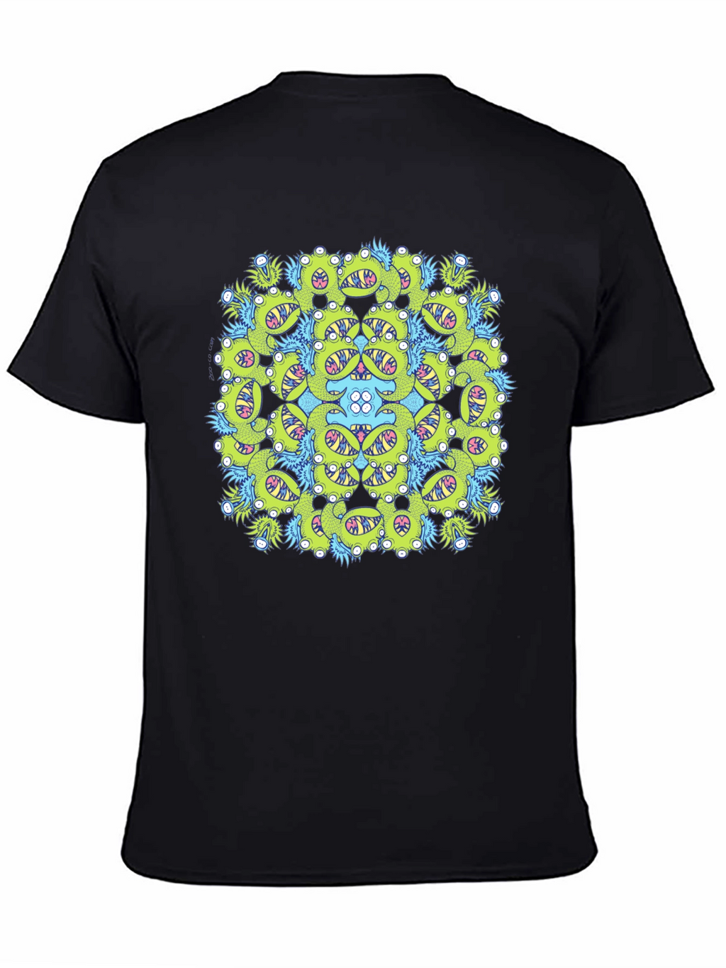 Monster Mandala Graphic Tee - Black Casual Shirt