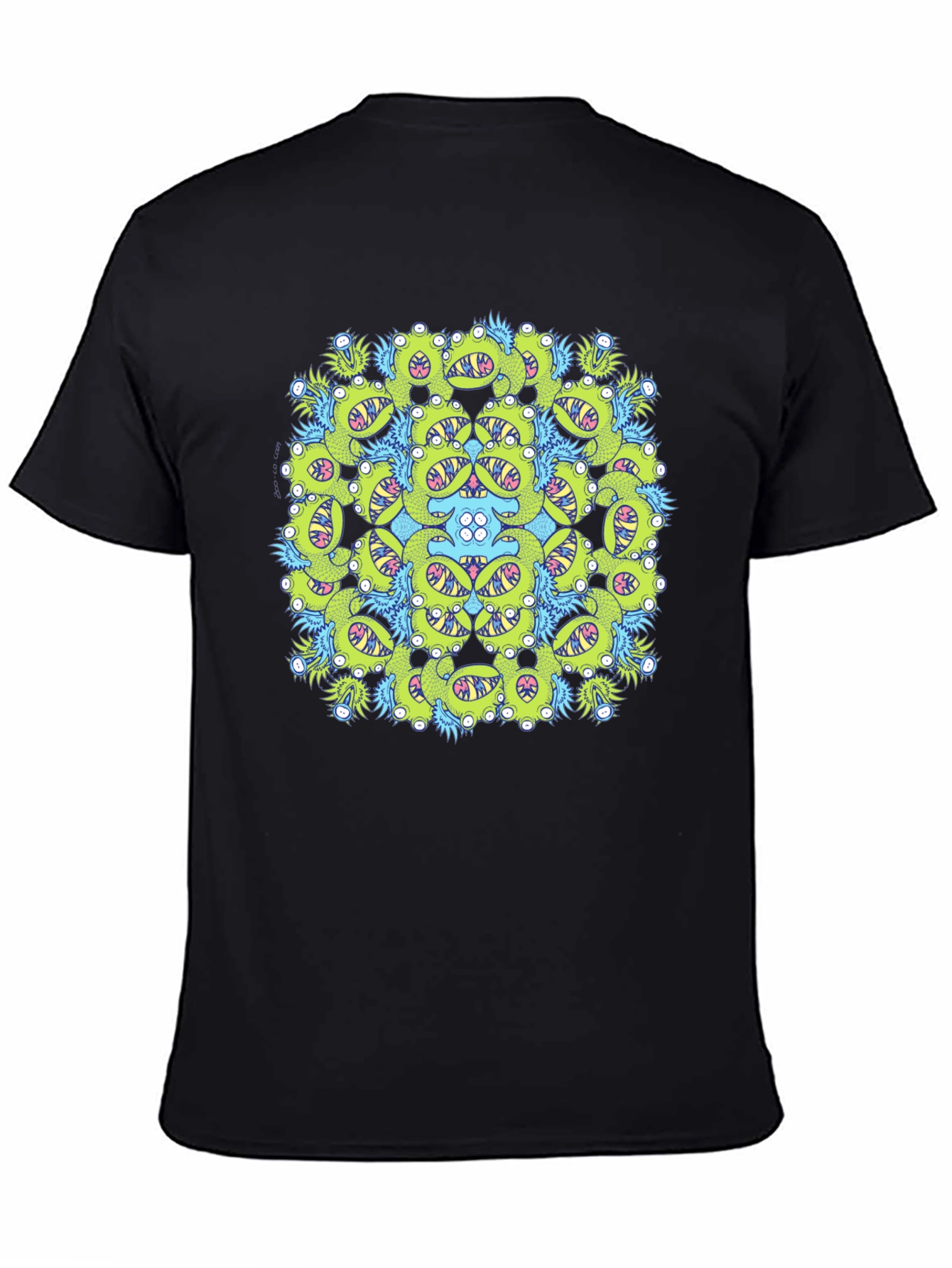 Monster Mandala Graphic Tee - Black Casual Shirt