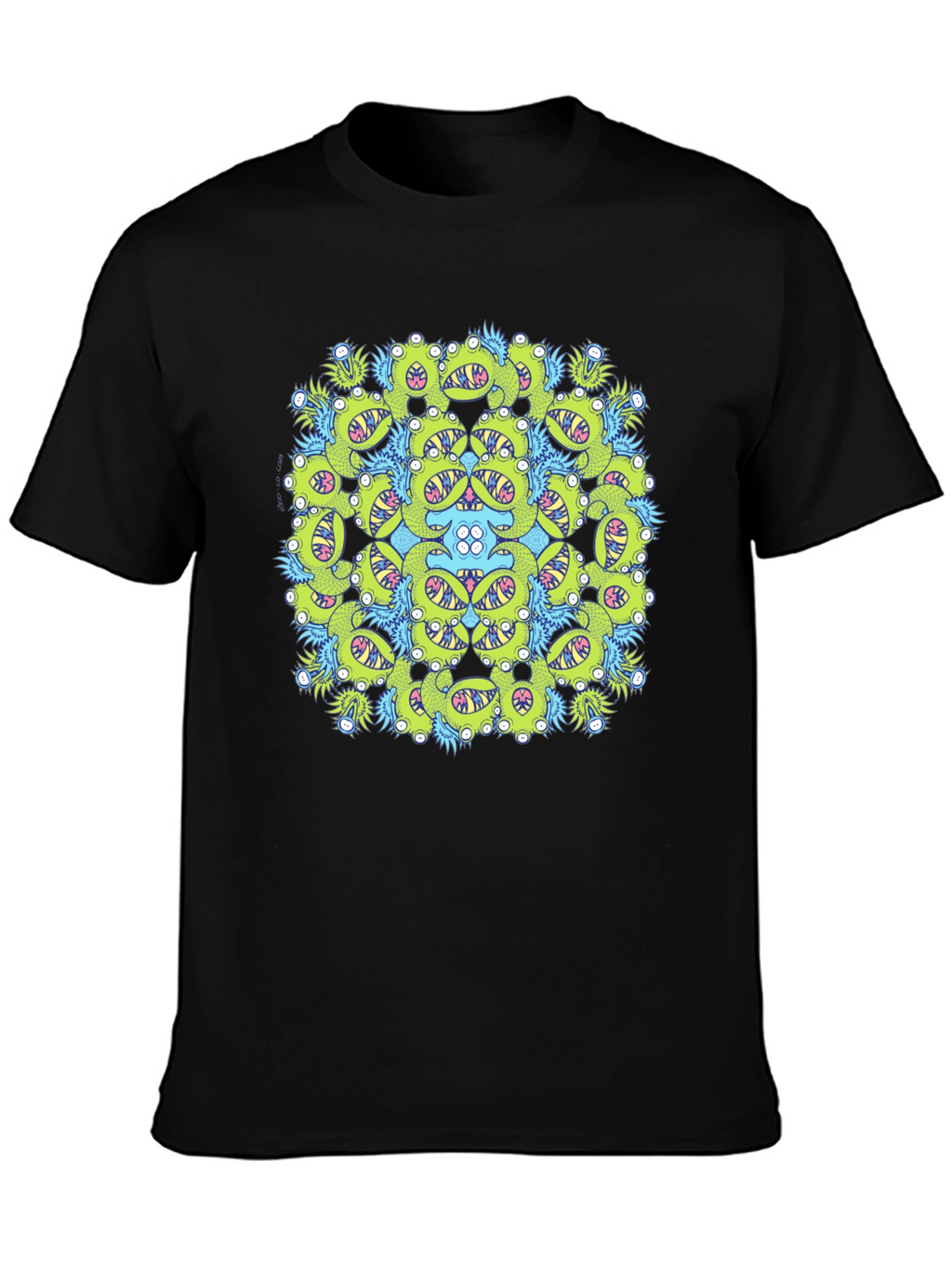 Monster Mandala Graphic Tee - Black Casual Shirt