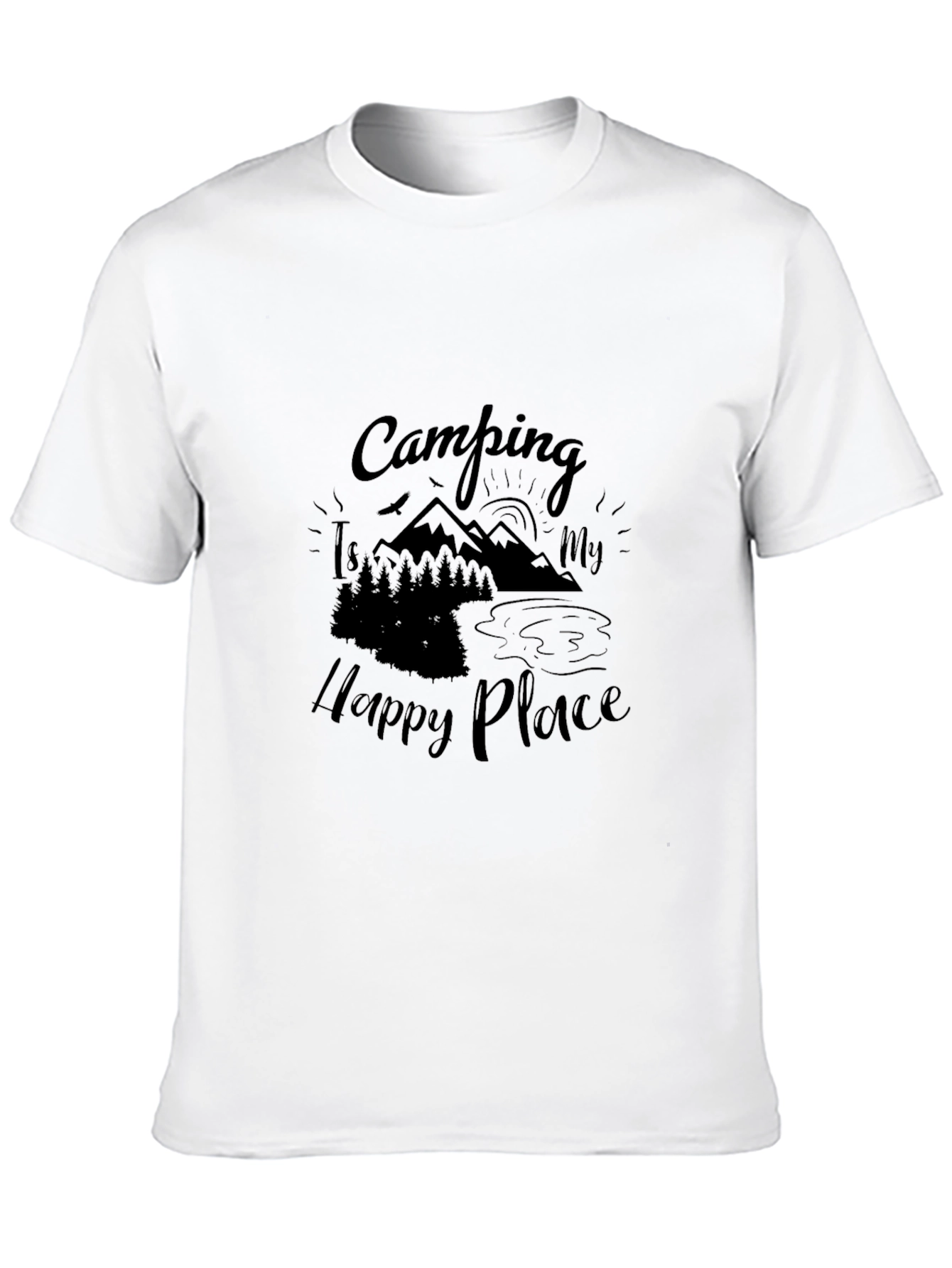 Camping Is My Happy Place Black T-Shirt