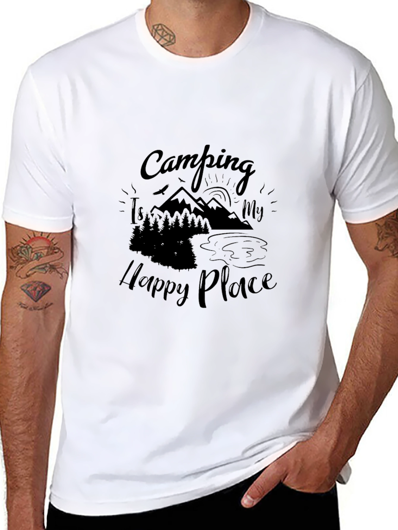 Camping Is My Happy Place Black T-Shirt