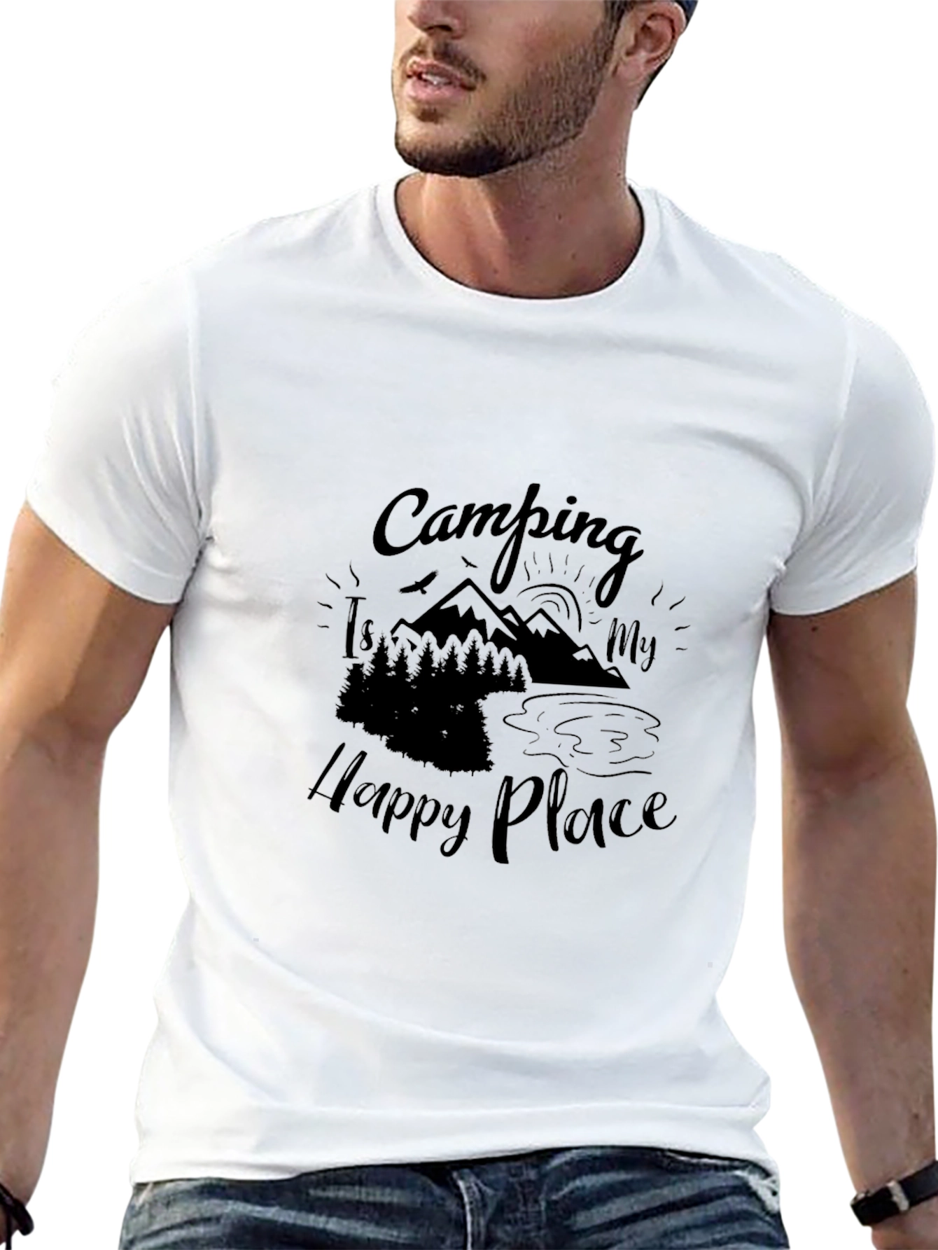 Camping Is My Happy Place Black T-Shirt