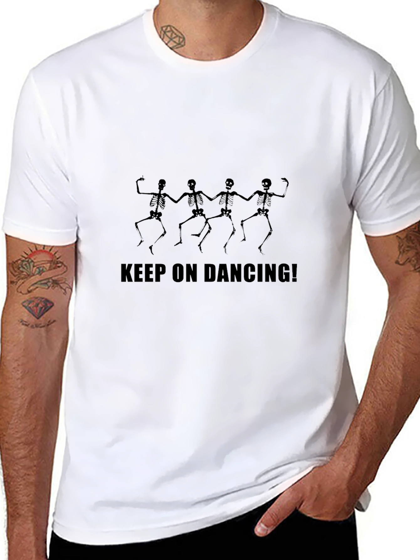 Keep On Dancing Skeleton Graphic T-Shirt