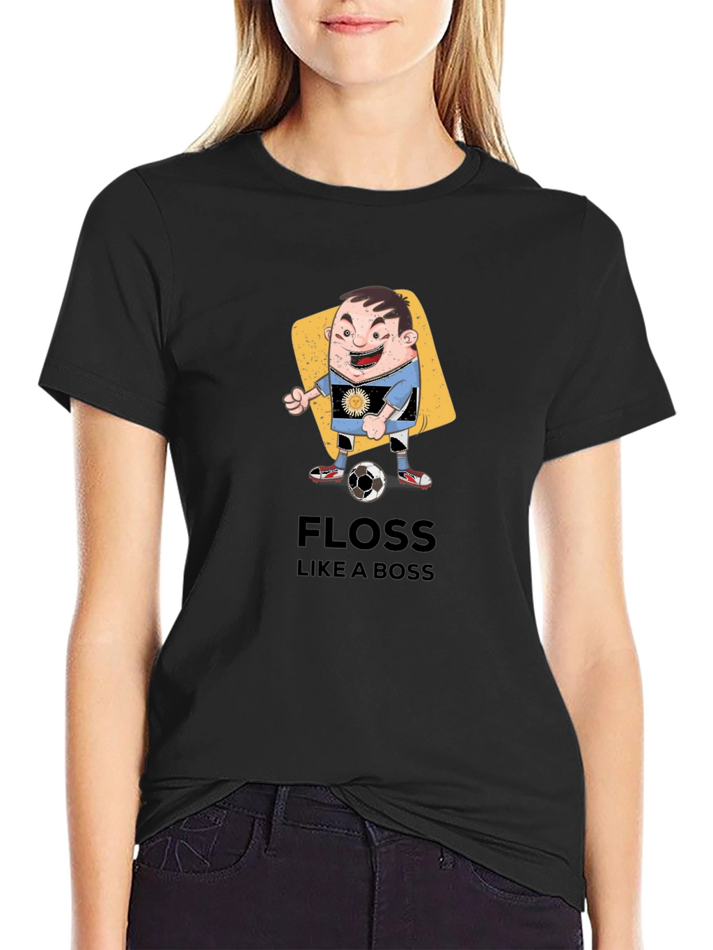 Floss Like a Boss Cartoon Soccer Player T-Shirt