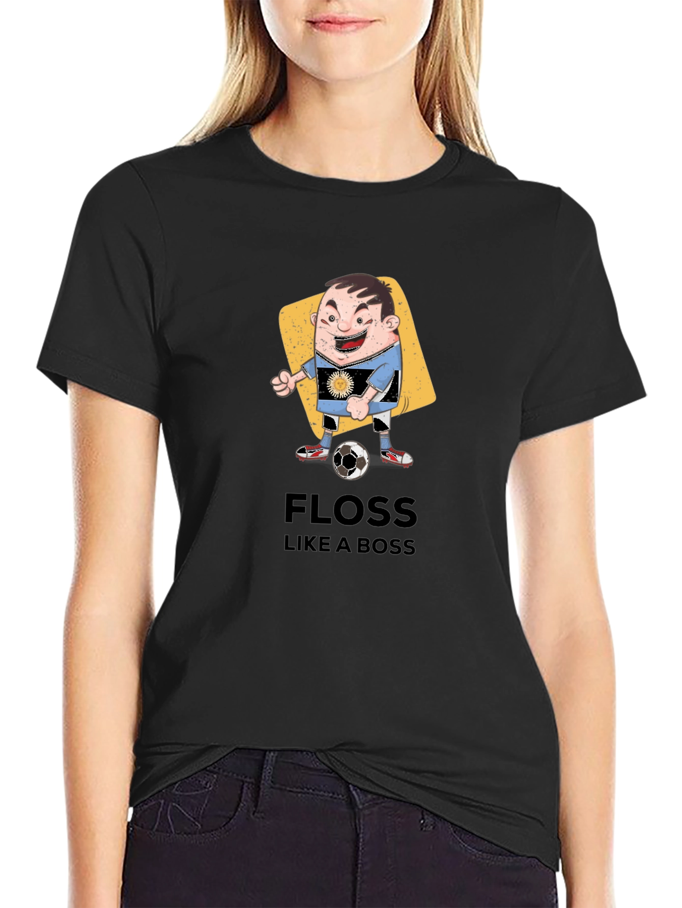Floss Like a Boss Cartoon Soccer Player T-Shirt