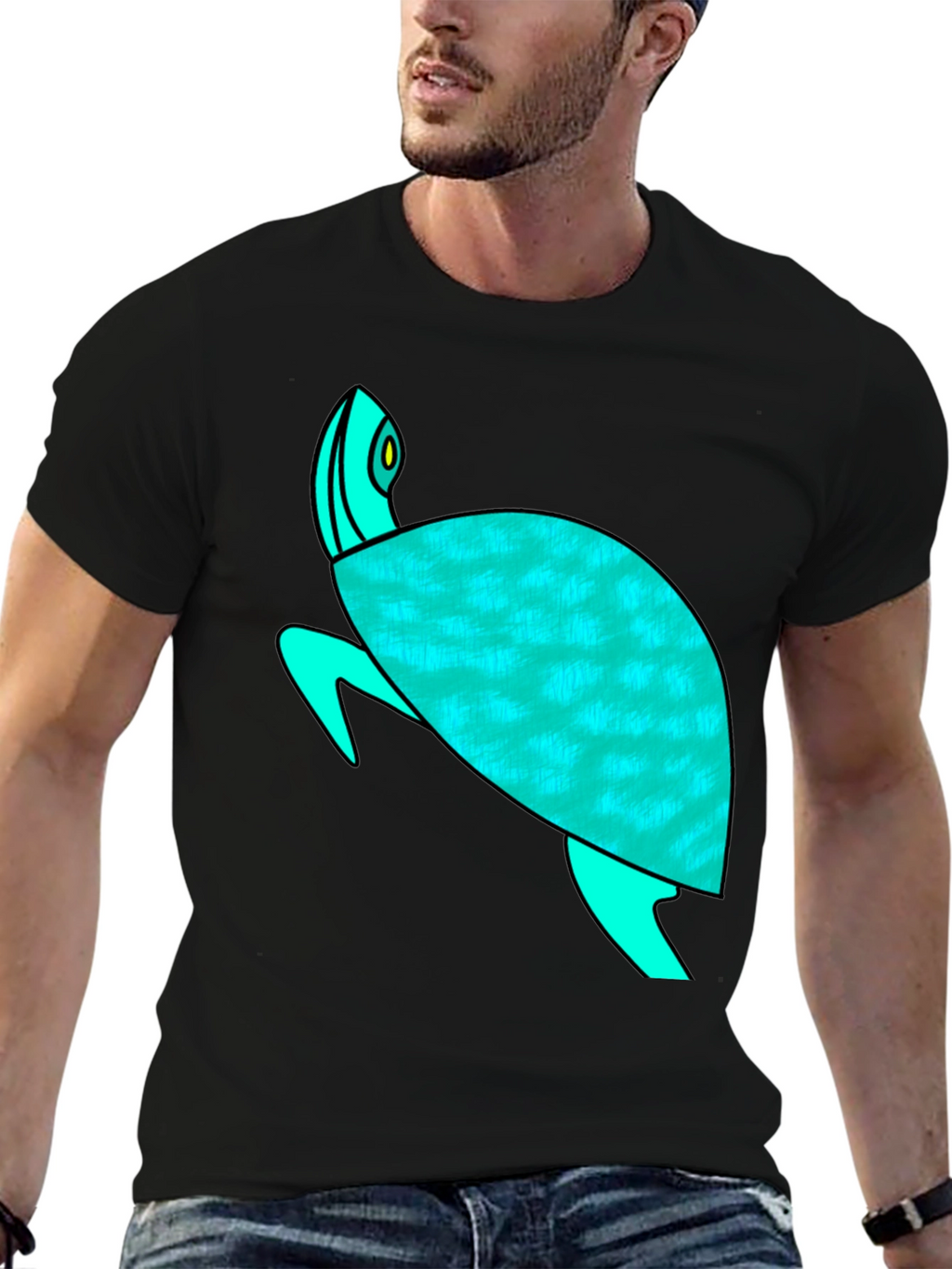 Turtle Graphic Tee - Black Cotton Comfort