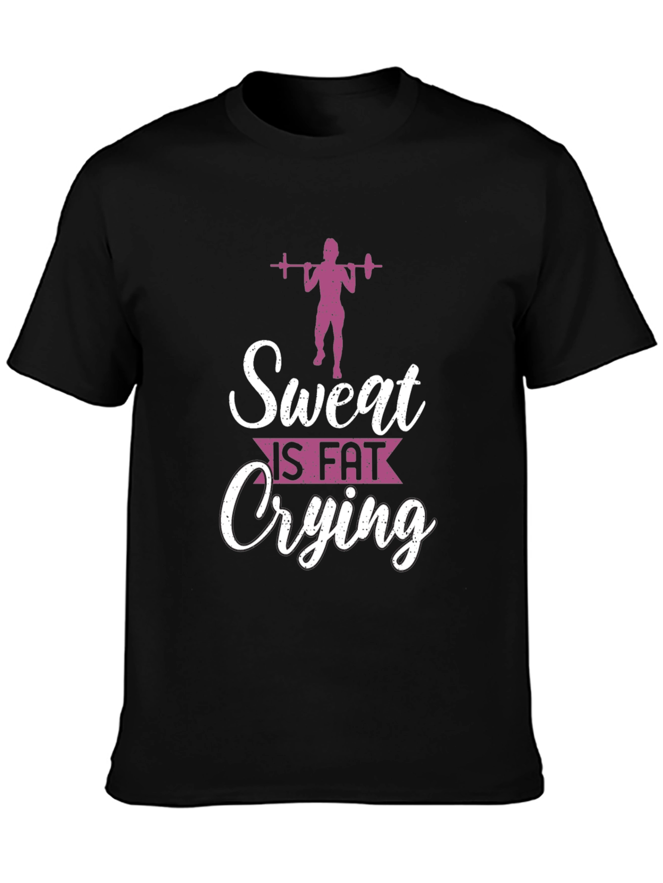 Sweat Is Fat Crying Mens Black Graphic Tee
