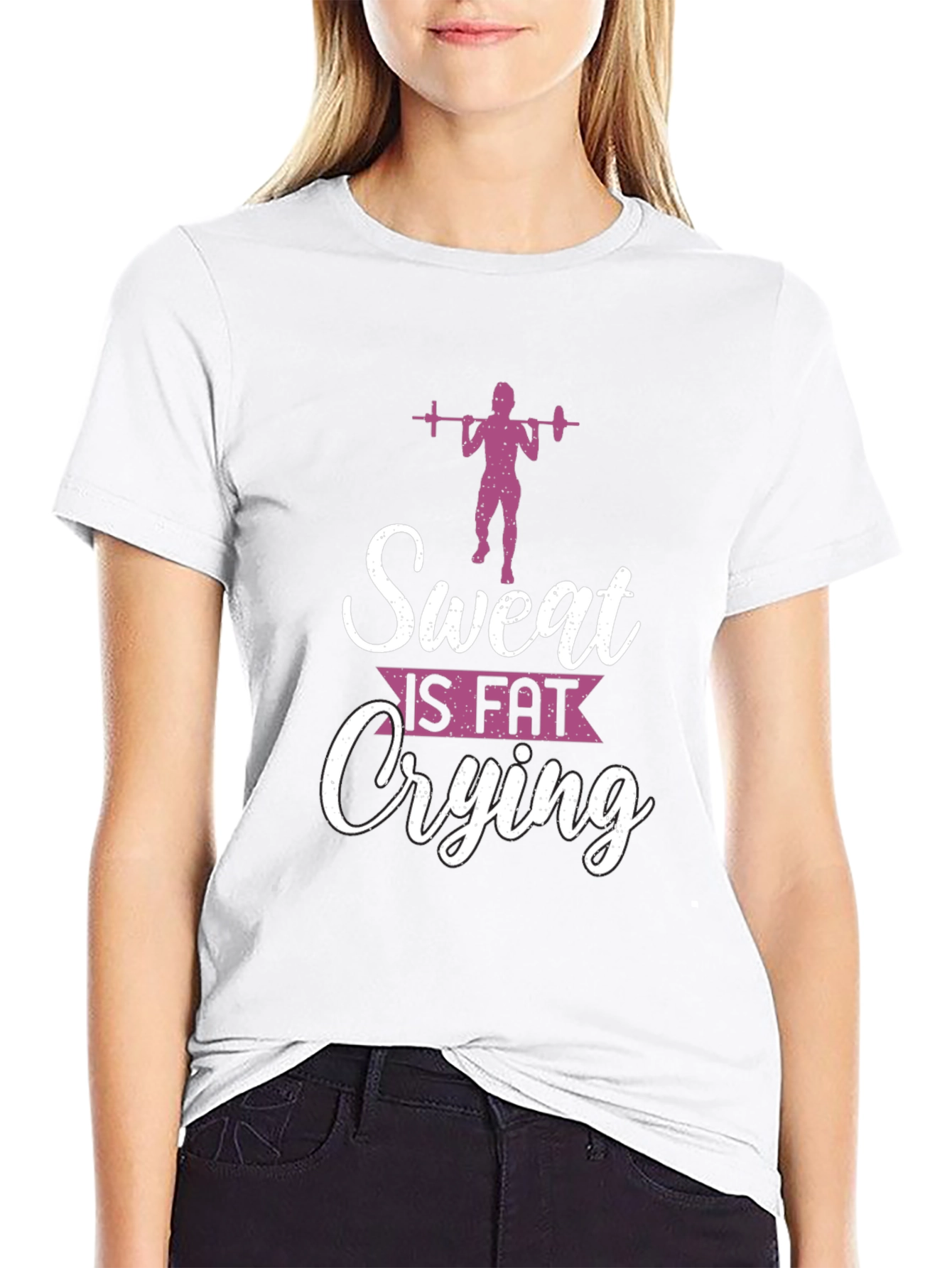 Sweat Is Fat Crying Mens Black Graphic Tee