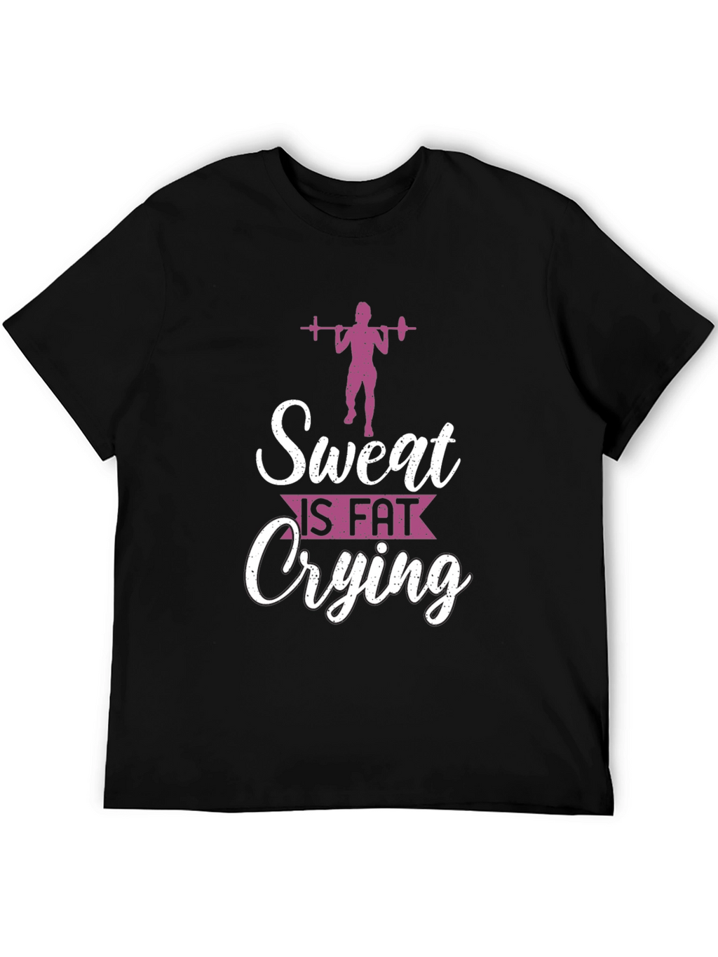 Sweat Is Fat Crying Mens Black Graphic Tee
