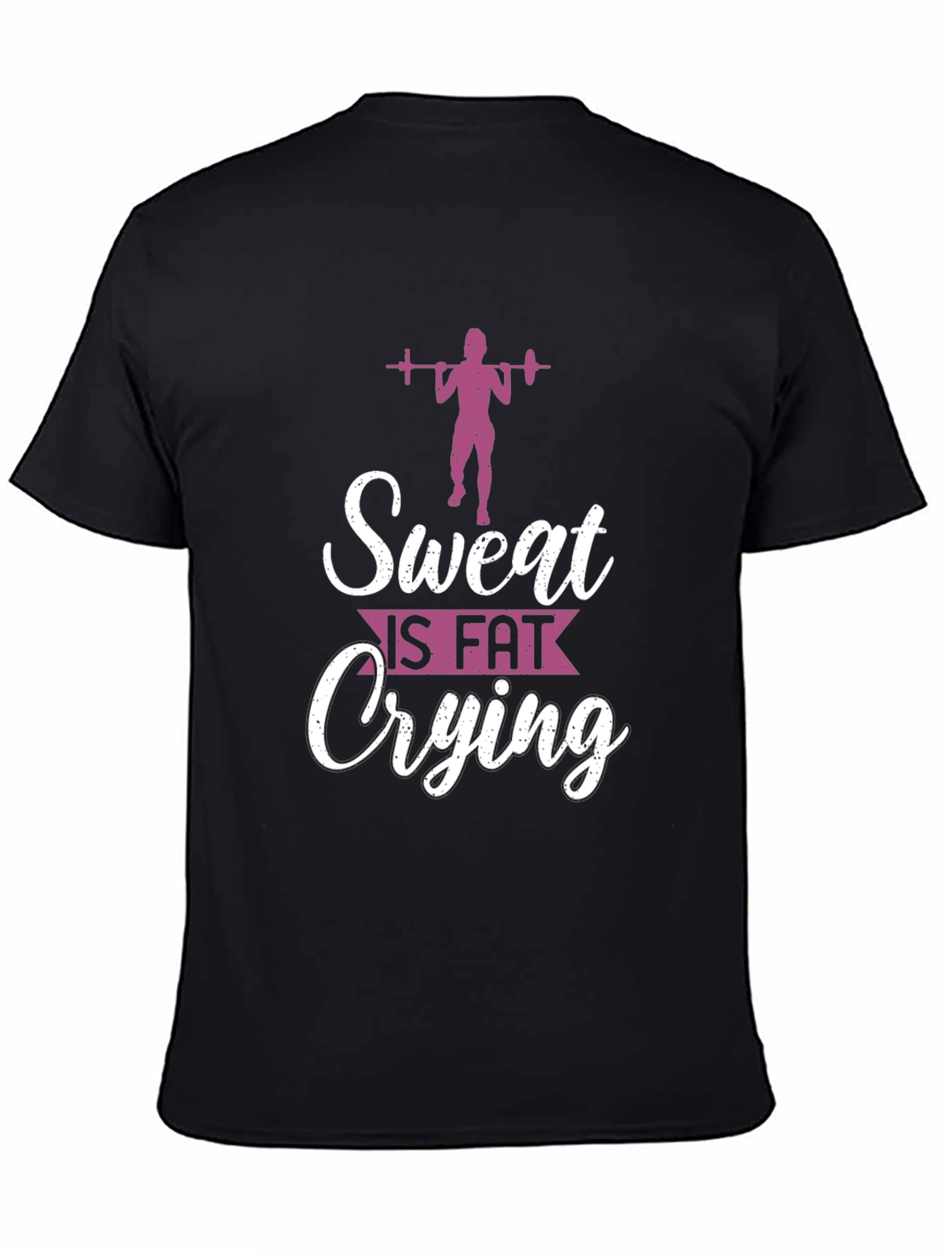 Sweat Is Fat Crying Mens Black Graphic Tee