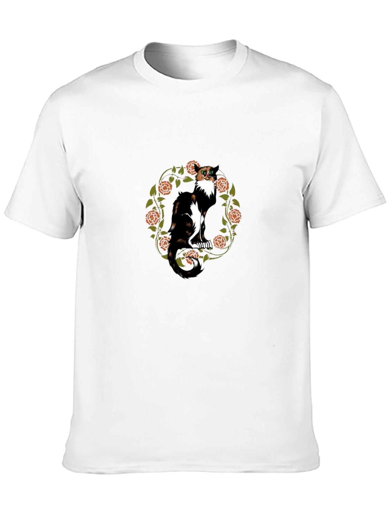 Calico Cat Floral Wreath T-Shirt