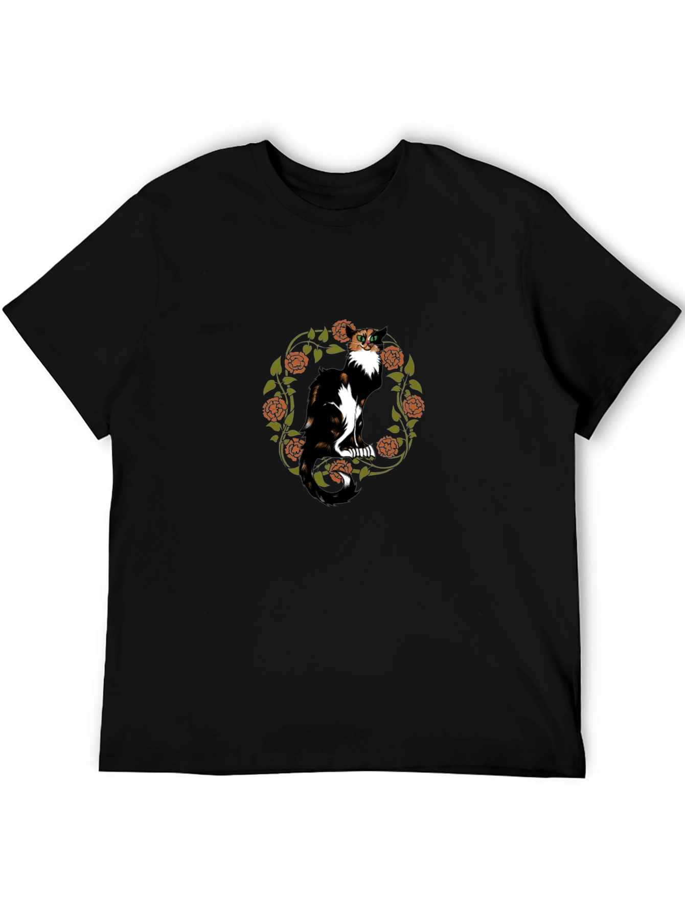 Calico Cat Floral Wreath T-Shirt