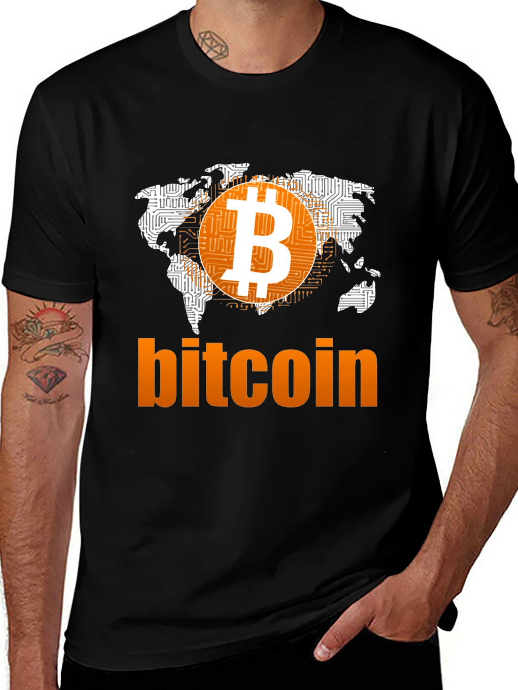 Bitcoin World Map Graphic T-Shirt