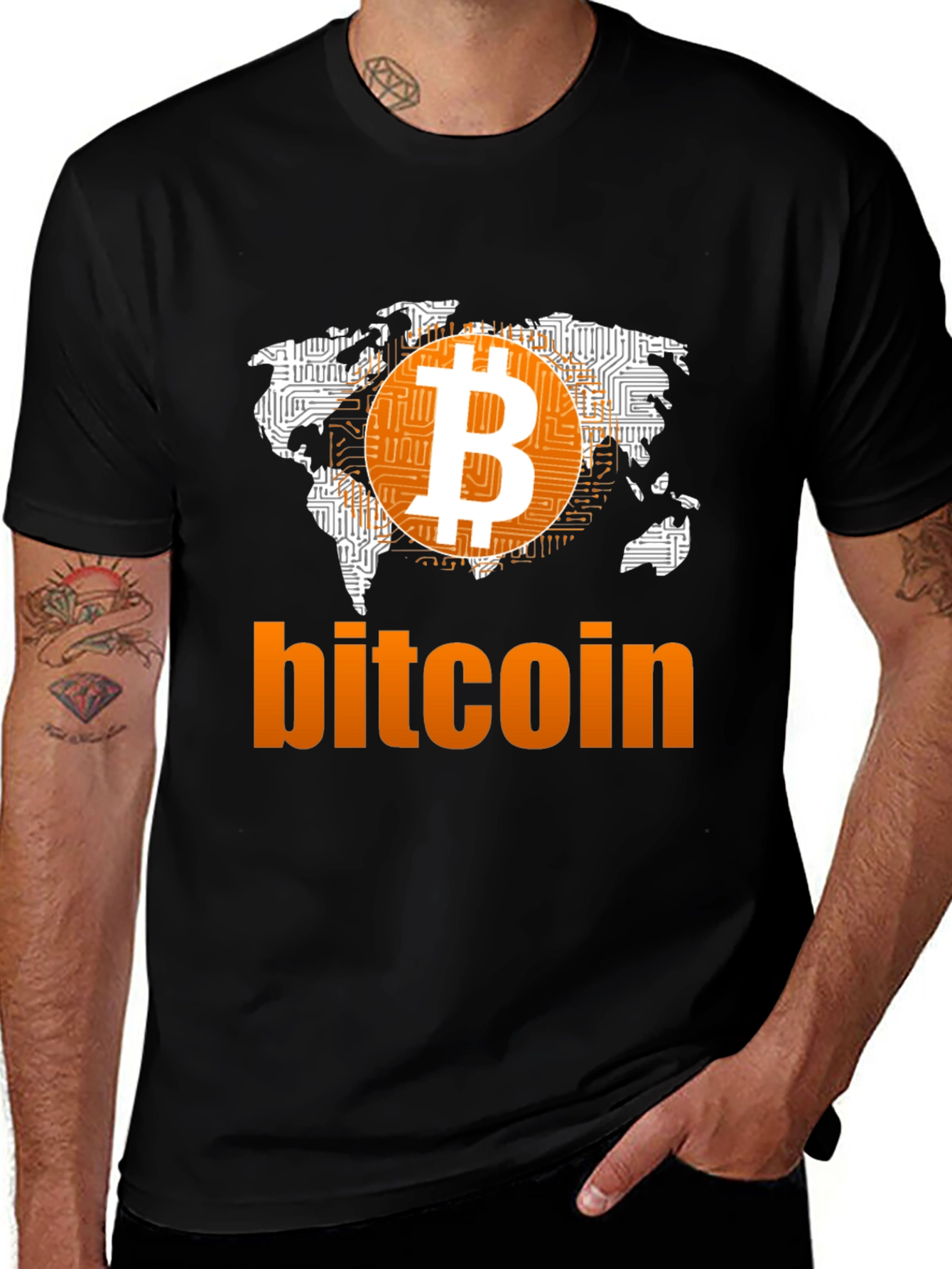 Bitcoin World Map Graphic T-Shirt