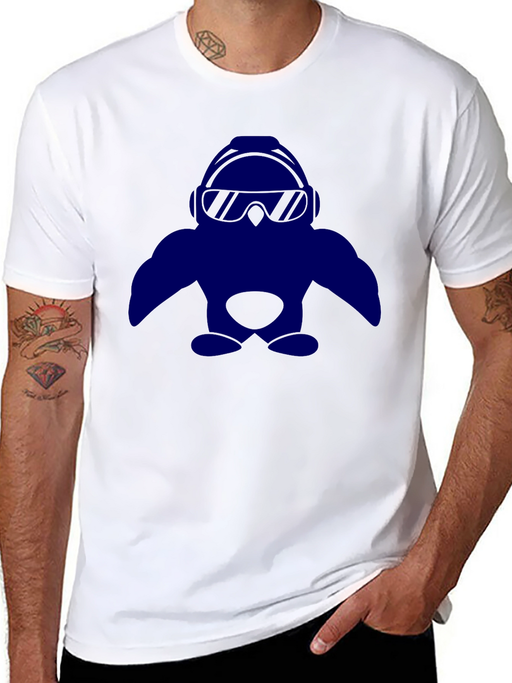 Cool Penguin Graphic Tee - Black