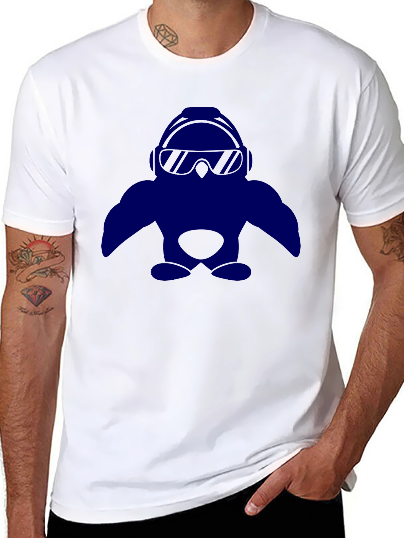 Cool Penguin Graphic Tee - Black