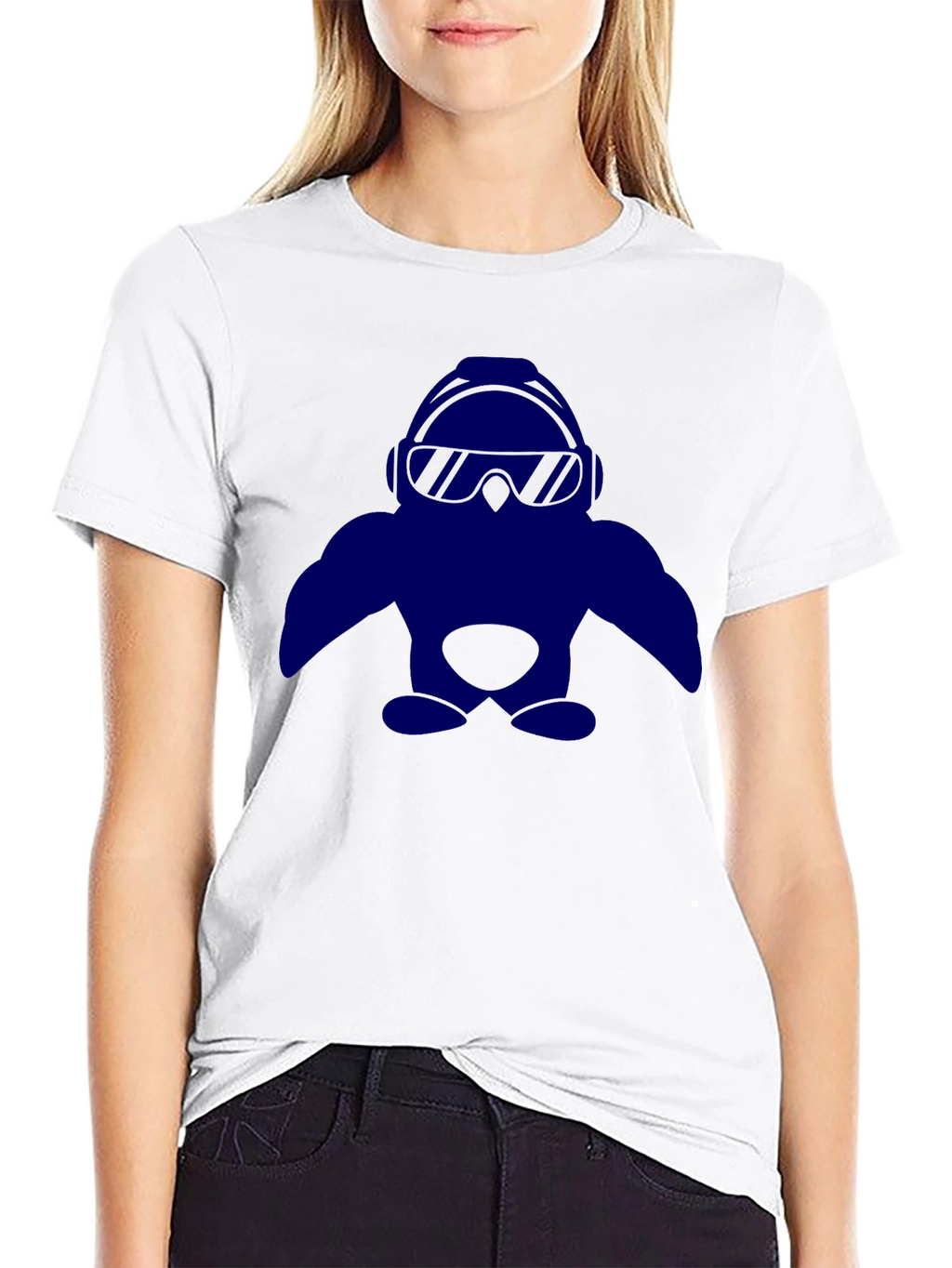 Cool Penguin Graphic Tee - Black