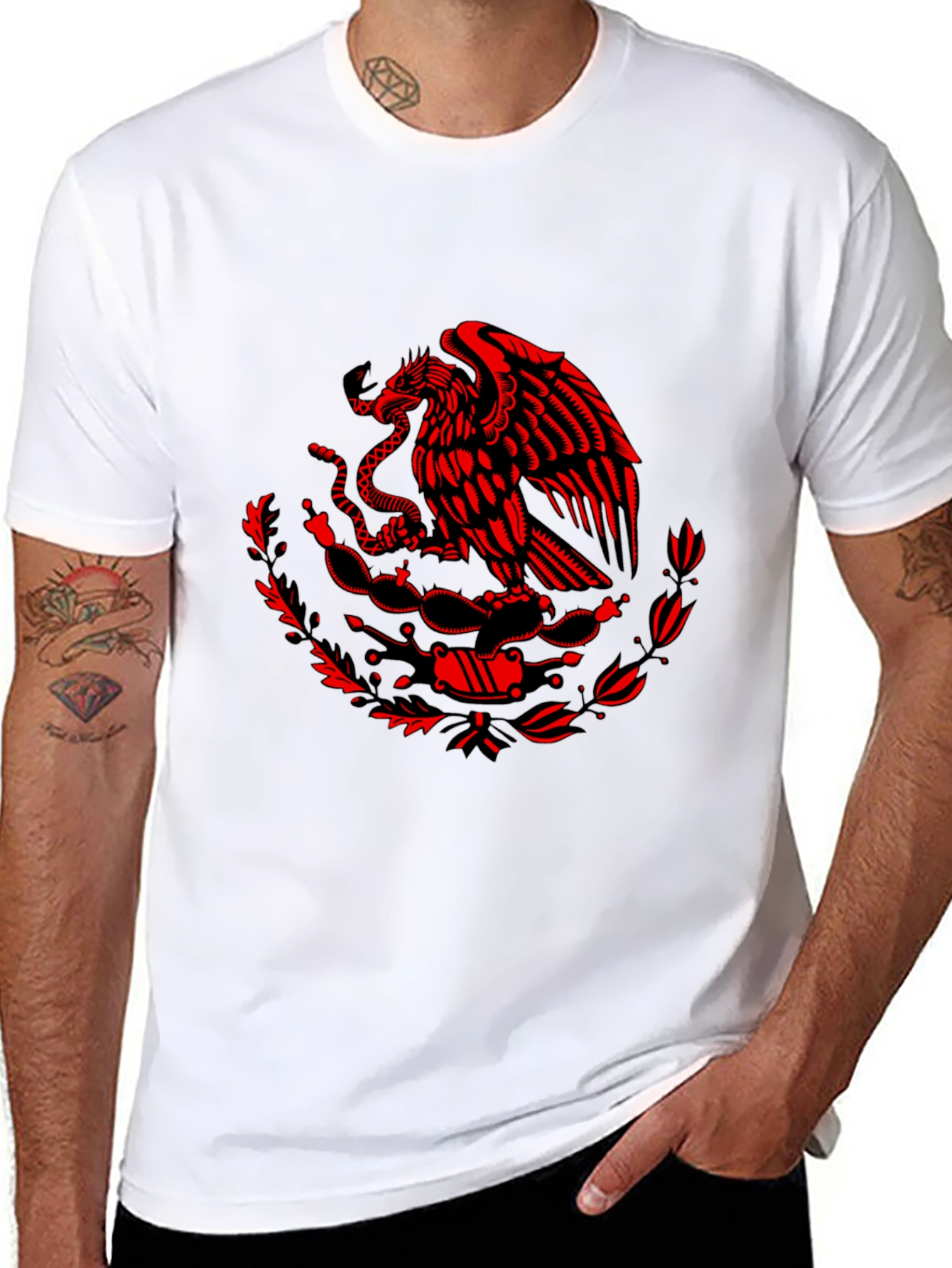Mexican Eagle Graphic Tee - Black