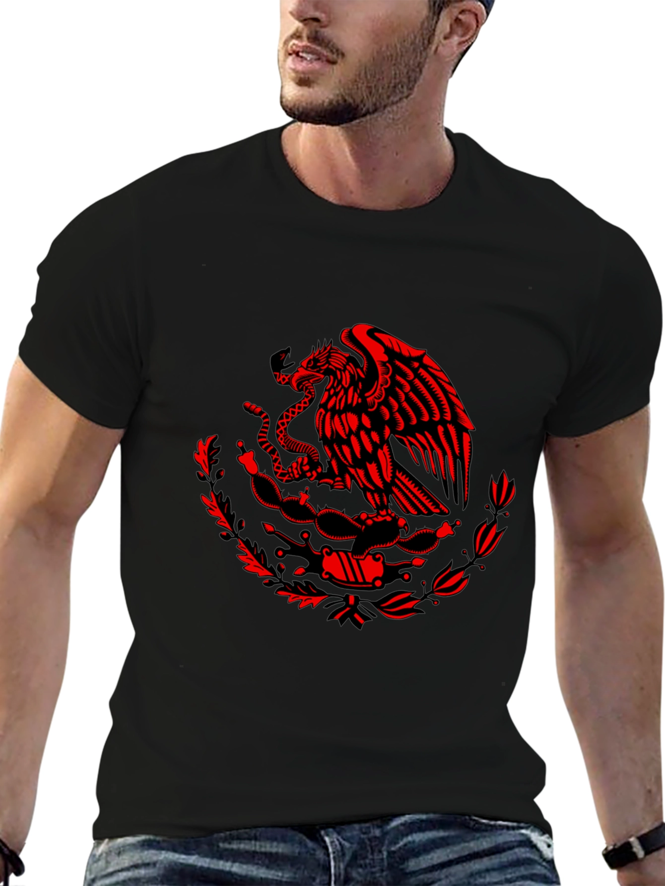 Mexican Eagle Graphic Tee - Black