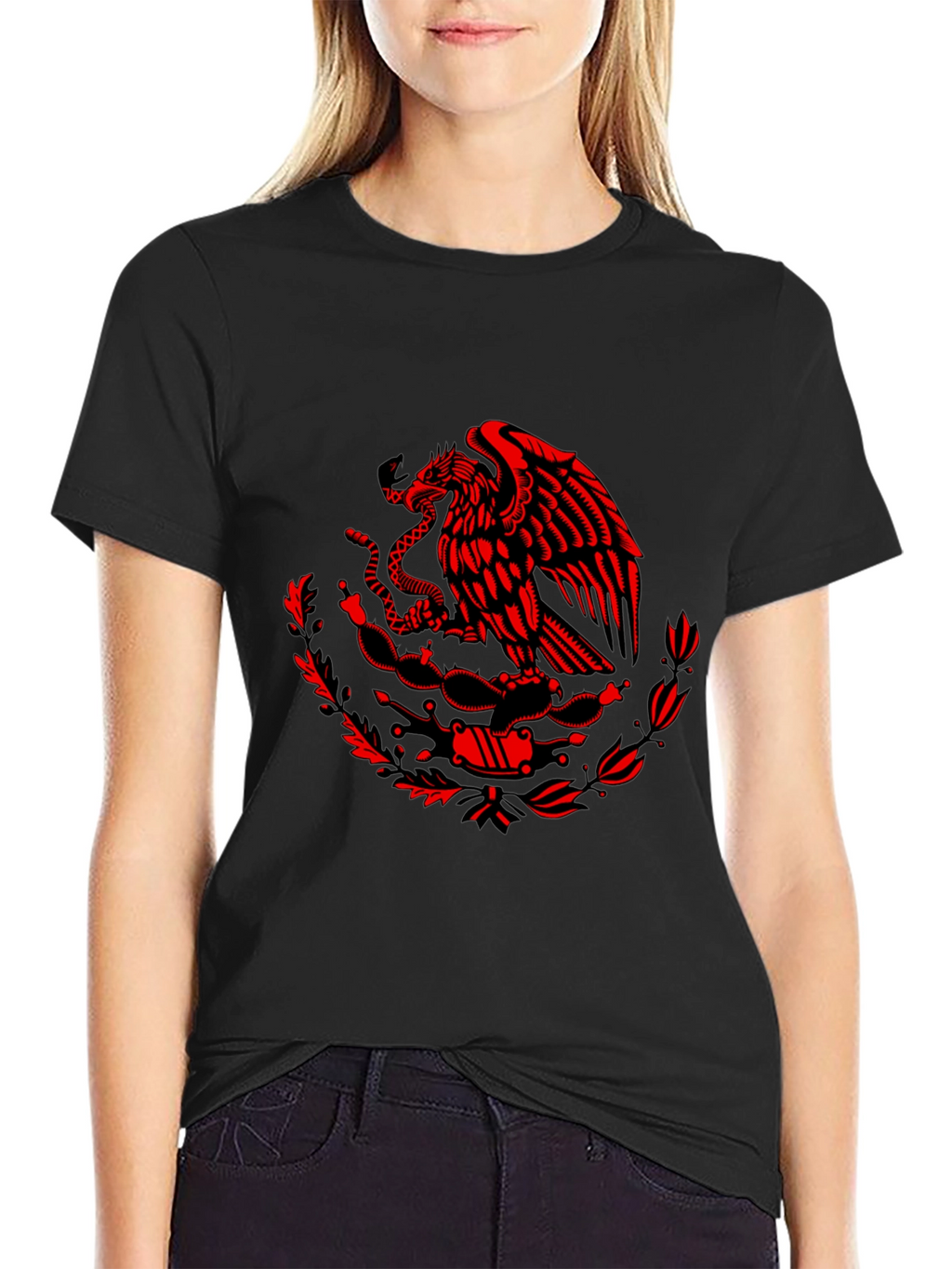 Mexican Eagle Graphic Tee - Black