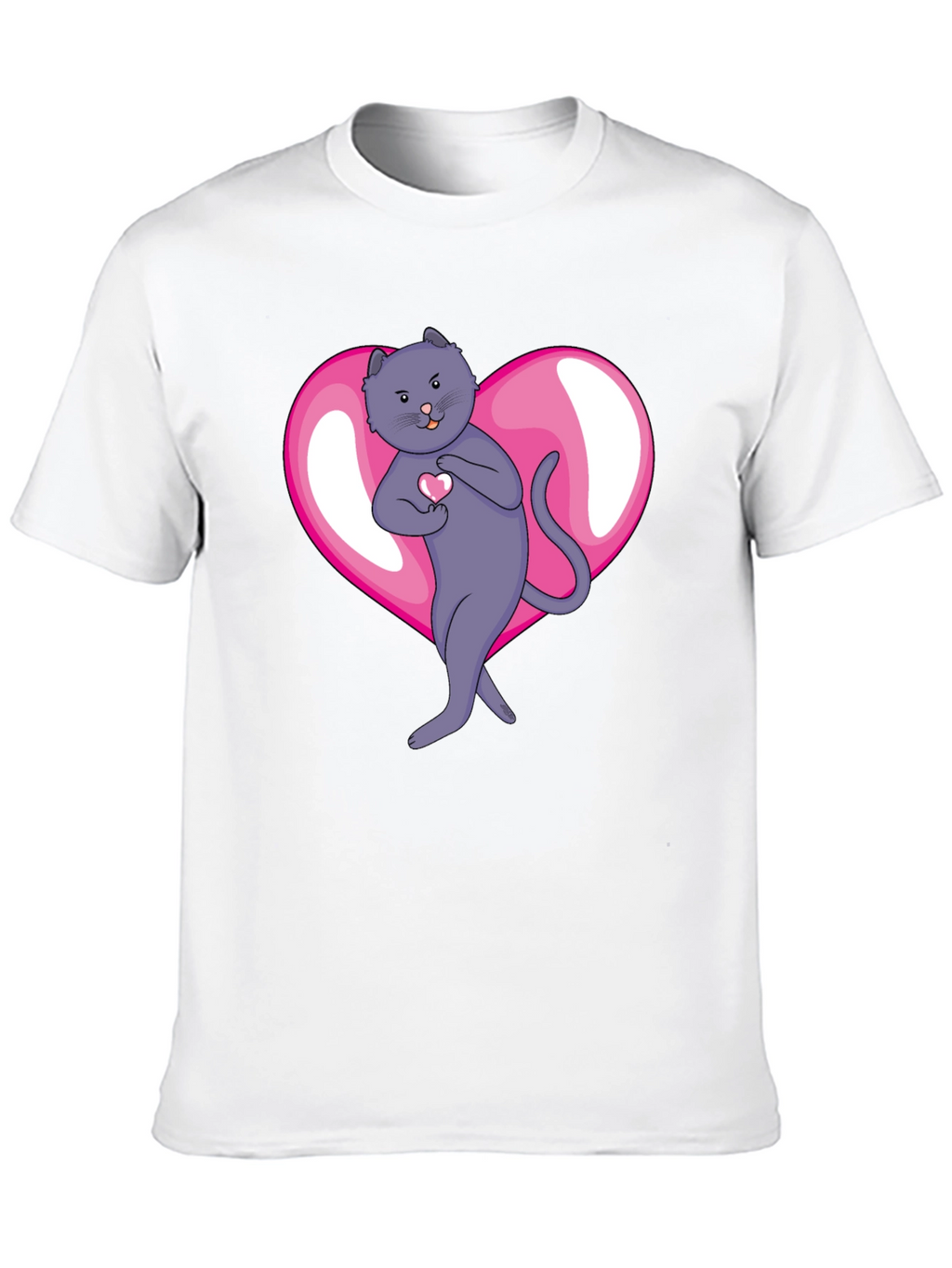 Heart Cat Graphic Tee - Mens Black T-Shirt