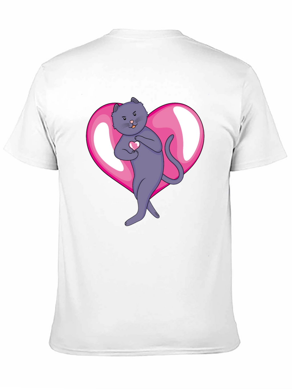 Heart Cat Graphic Tee - Mens Black T-Shirt