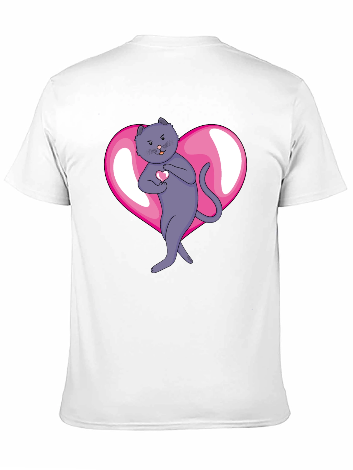 Heart Cat Graphic Tee - Mens Black T-Shirt