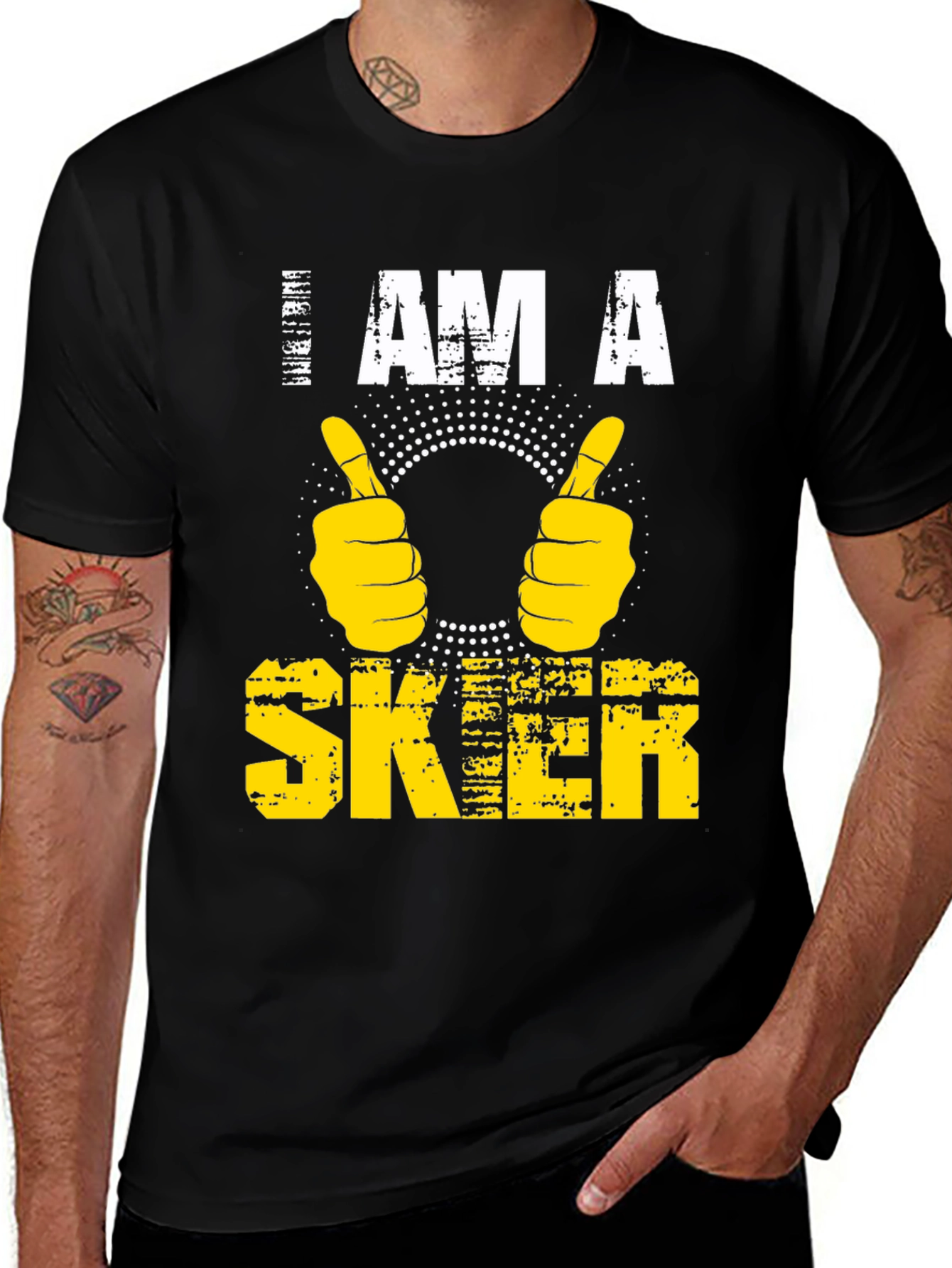 I AM A SKIER Graphic Tee - Black Cotton T-Shirt